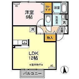 プラザハイツA 1LDKの間取図画像
