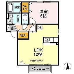 プラザハイツA 1LDKの間取図画像