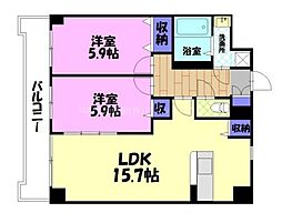 ソレイユ御蔵町 2LDKの間取図画像