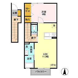 ミルフルールL 1LDKの間取図画像