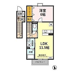 リベルテB 1LDKの間取図画像