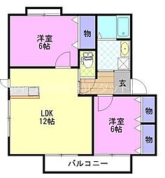 フローリッシュE 2LDKの間取図画像