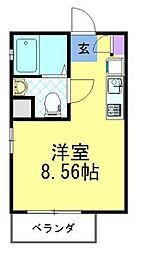 コスモス翔東今泉 ワンルームの間取図画像