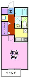 陽だまりハイツ2000C 1Kの間取図画像