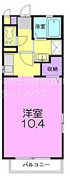 ハピネスB 1Kの間取図画像