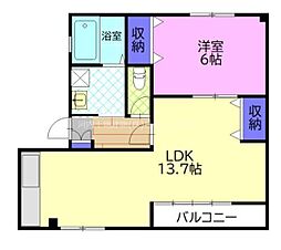 アリビラ 1LDKの間取図画像