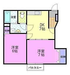 KKハイツ 2DKの間取図画像
