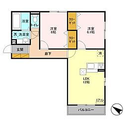 ショコラ 2LDKの間取図画像
