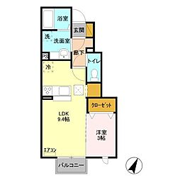 カナンドーサ 1LDKの間取図画像