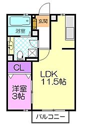ヴォートル・メゾンC 1LDKの間取図画像