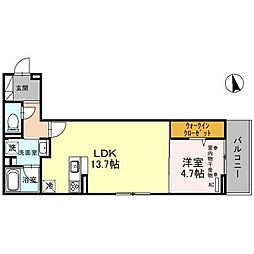 TORISIAS元今泉 1LDKの間取図画像
