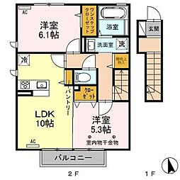 ヴァイアB 2LDKの間取図画像