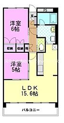 三向ハイツ元今泉 2LDKの間取図画像
