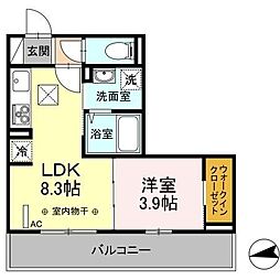 エルアベニュー 1LDKの間取図画像