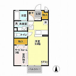 グランモア・インターパーク 1LDKの間取図画像