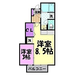 プレシャスガーデン 1LDKの間取図画像