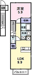サニーレジデンス 1LDKの間取図画像