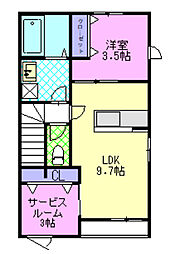 Art  of  Life宝木 1SLDKの間取図画像