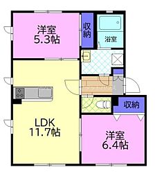 ラ・ルミエールC棟 2LDKの間取図画像