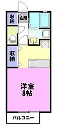 グローリー若草 1Kの間取図画像