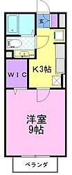 イシジンB 1Kの間取図画像