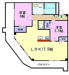 ファイブシティ 2LDKの間取図画像