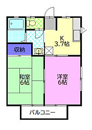 コーポセゾン 2Kの間取図画像