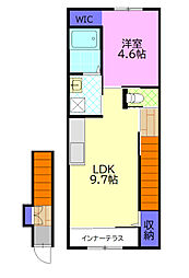 コーポDK2A棟 1LDKの間取図画像