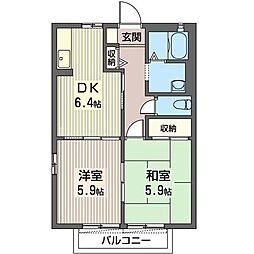 トリニティA 2DKの間取図画像