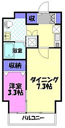 ゴールドライフマンション宇都宮 1DKの間取図画像