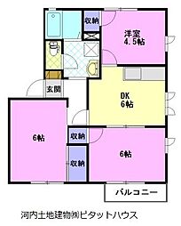 マロニエハウスC 3DKの間取図画像