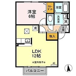 プラザハイツA 1LDKの間取図画像
