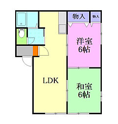 グリーンヴィラ宮原 2LDKの間取図画像