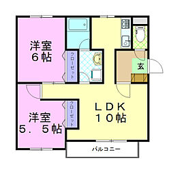 すずらんレジデンス6 2LDKの間取図画像