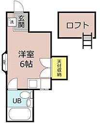 グリーンヒルA棟 ワンルームの間取図画像