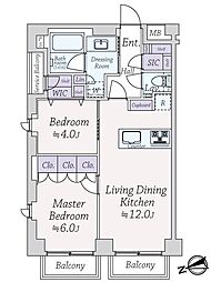 グリーンパーク東日本橋スクエア 2LDKの間取図画像