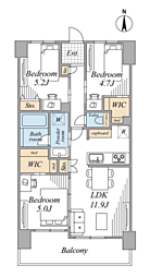 ライオンズマンションひばりケ丘第3 3LDKの間取図画像