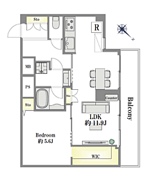 トーア新富マンション 1LDKの間取図画像