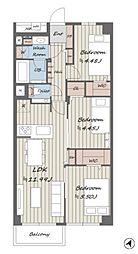 赤堤スカイマンション 3LDKの間取図画像