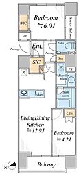 リビオレゾン内神田 2LDKの間取図画像