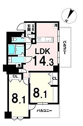 ライオンズマンション大和第5 2LDKの間取図画像