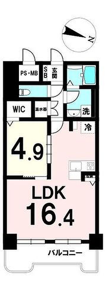 ゆとりある1LDKです。対面キッチンで使いやすく、収納も適度に確保されています。東向きバルコニーで朝の光が心地よい間取りです。