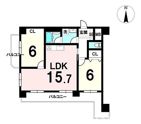 間取り 朝日プラザ広瀬川 3階/-