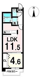 朝日プラザ大和町エザース 1LDKの間取図画像