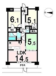 サンクレイドル東仙台プロメリア 3LDKの間取図画像