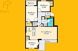 JR総武線 大久保駅 徒歩7分の賃貸マンション 5階3LDKの間取り