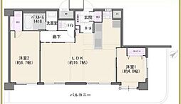エクセルシオール港区海岸 2LDKの間取図画像