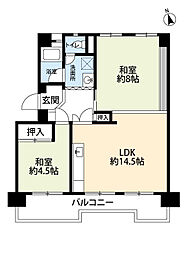 東大路高野第2住宅5棟 2LDKの間取図画像
