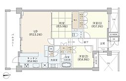 グランツオーベル等々力 3LDKの間取図画像