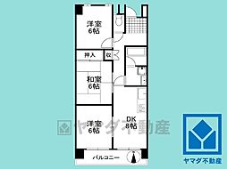 新武庫ハイツ 3DKの間取図画像